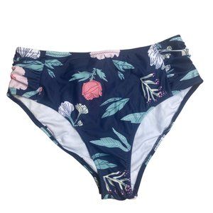 floral shirred bikini bottoms